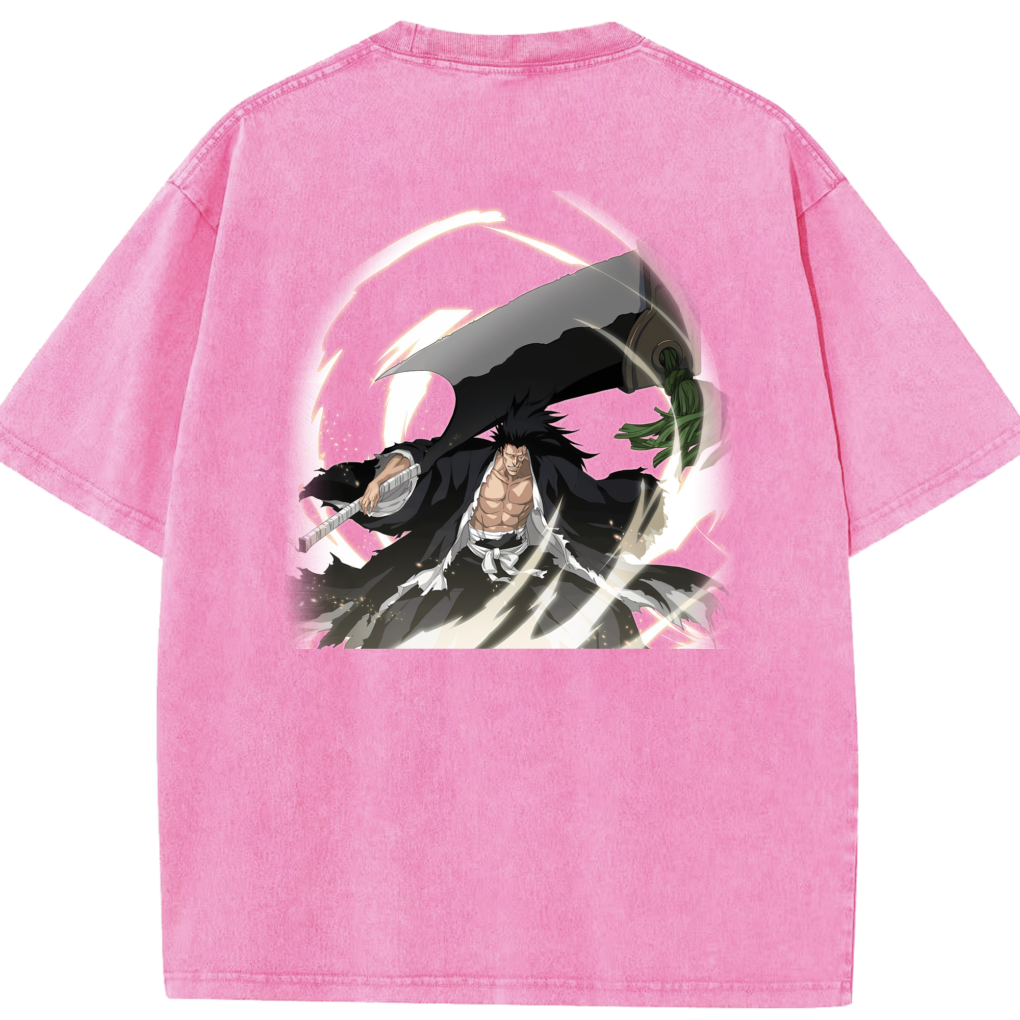 （画像用） ブリーチ ざらき けんぱち BLEACH Zaraki Kenpachi 綿100% ヴィンテージ風 半袖Tシャツ（背面プリント）
